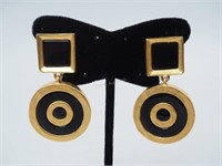 Vintage Karl Lagerfeld Enameled Clip-On Earrings