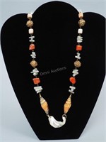 Vintage Bozart Italy Shell & Coral Necklace