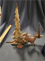 Wooden Tree w/ Deer Figure Décor