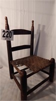 ANTIQUE CHILD'S CHAIR WITH WOVEN SEAT, SEAT NEEDS