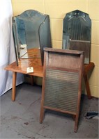 Two Vintage Mirrors and Washboard