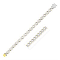 14k Gold White Pave Modern Lite Edge Bracelet