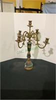 Antique, brass and marble candleabra. Four arms