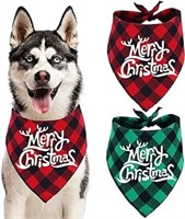 GOYOSWA 2 Pack Christmas Dog Bandanas for Large