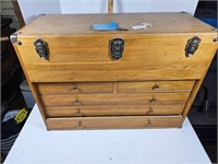 Blonde wood machinist cabinet/ chest