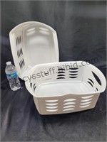 2 White Plastic Baskets
