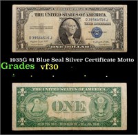 1935G $1 Blue Seal Silver Certificate Grades vf++