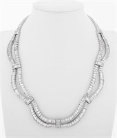 925 Silver CZ Statement Necklace