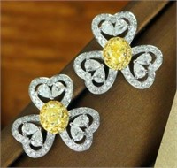 1ct Yellow Diamond Drop Earrings 18K Gold