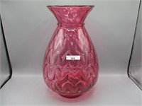 Fenton 14" cranberry quilted vase