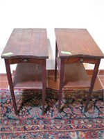 Pair of wooden lamp tables w/drawers