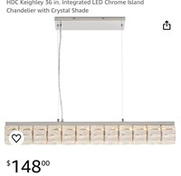 LED Chrome Island Chandelier with Crystal Shade