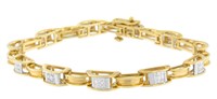 14k Gold Princess-cut 1.00ct Diamond Link Bracelet