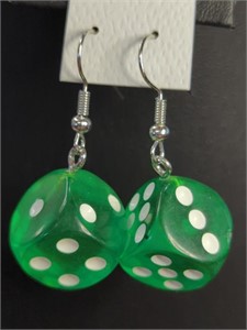 Green dice earrings