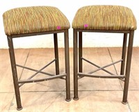 Pair Transitional Style Metal Counter Stools