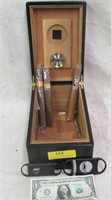 Cigar Humidor & 2 Cigar Cutters