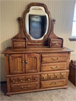 Oak Dresser with Oval Mirror