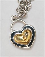 Sterling Silver Rhoduim Plated Diamond Heart Brace