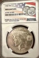 1922 PeacE Silver Dollar 100th Anniversary NGC