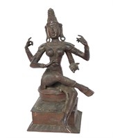 Exceptional Heavy Indian Seated Saraswati Bronze,