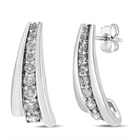 Glamorous Round-cut 1.00ct Diamond Drop Earrings