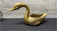 Brass Duck Planter 9" Long