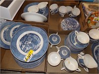 4 BOXES OF  DISHWARE, 3 ARE MATCHING , PARTIAL SET