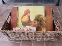 Heavy Woven Basket with Placemats and Coasters