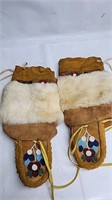 Beaded Moccasin Pair Boots & Fur