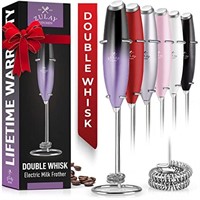 Zulay Double Whisk Milk Frother Handheld Mixer -
