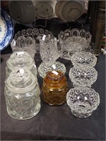 11 pieces of Moon & Stars glass, mostly clear: