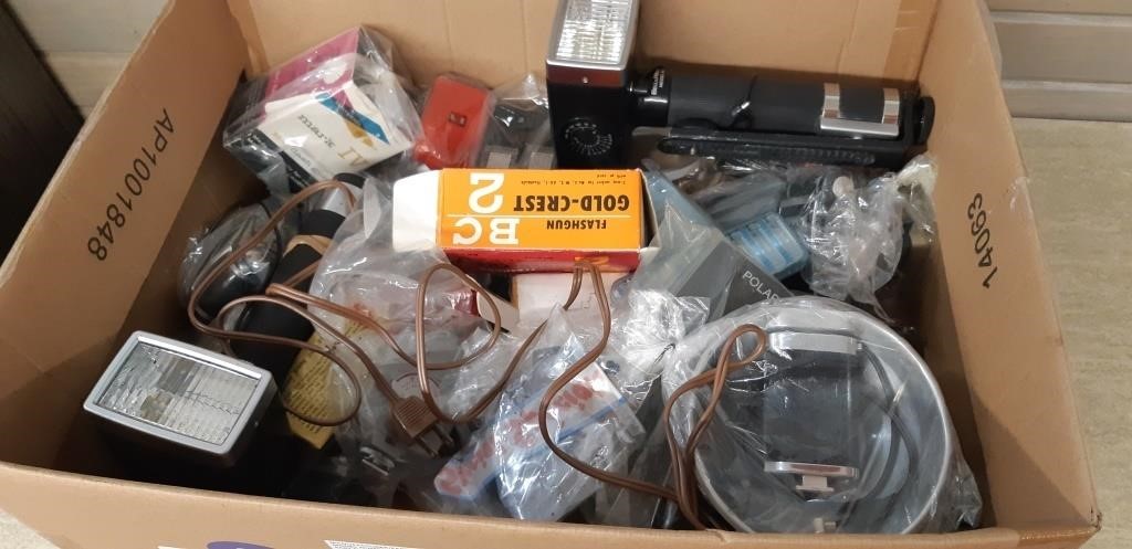 Huge box lot of assorted camera accessories