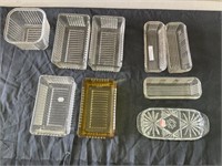 Glass refrigerator jars, butter dishes,