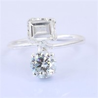 APPR $2100 Moissanite Ring 1 Ct 925 Silver