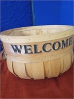 Wood "Welcome" Basket-Welcome on Front & Back