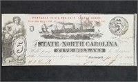 1862 North Carolina $5 Confederate Banknote