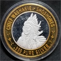 .999 Silver Strike Casino Token Chief Washakie