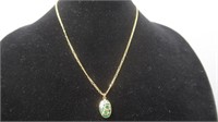 14K Jade Necklace--approx 5 Grams of Gold