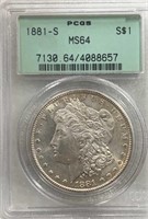 1881S Morgan Silver Dollar PCGS MS64