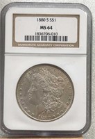 1880S Morgan Silver Dollar NCG MS64