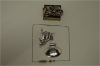 Cosmetic Necklace, 2 Pendants, and Earring Set