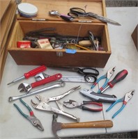 Tools in small wooden box