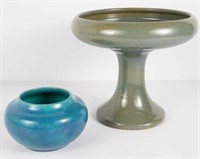Lot: Weller Compote & California Faience Vase.