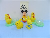 Vintage Plastic Rattles - Chicks, Mickey Mouse,