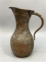 Middle Eastern Repousse Copper Pitcher