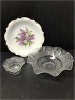 German floral plate, Tierra glass bowls