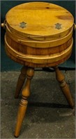 Furniture Vintage Round Sewing Box Stand