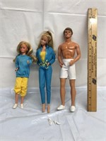 3-Barbie and Ken dolls
