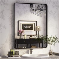 ISKM Black Framed Mirror for Bathroom 24x36