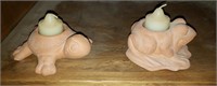 Terra Cotta Style Frog & Turtle Candle Holders